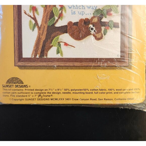 Jiffy Stitchery Crewel Embroidery Kit #618 "...Which Way Is Up" 5 x 7" Unopened - Picture 2 of 3